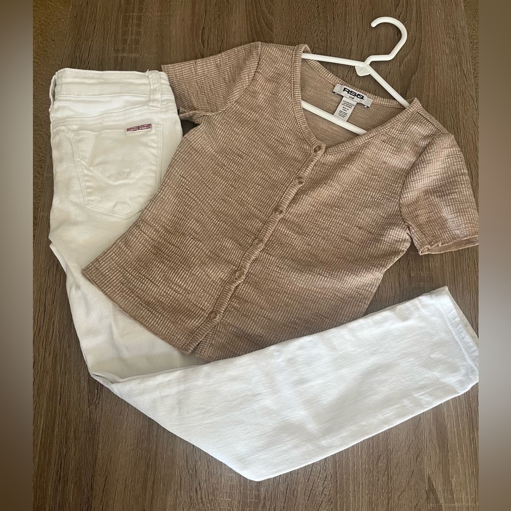 Girls Hudson jeans size 8. RSQ shirt from Tilly’s size small (7/8).